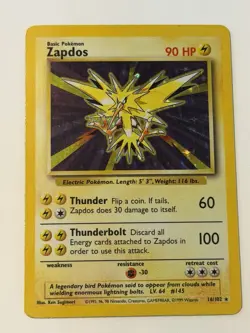 Pokemon TCG Zapdos Holo Rare Base Set 16/102 WOTC Vintage 1999 - Image 1