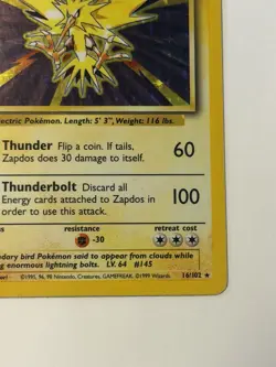 Pokemon TCG Zapdos Holo Rare Base Set 16/102 WOTC Vintage 1999 - Image 4