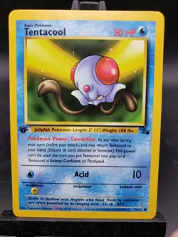 Pokemon Cards TCG WOTC 1st Edition Fossil Common: Tentacool 56/62 LP - Image 1