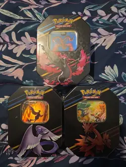 Pokemon TCG Galarian Articuno Zapdos Moltres Complete Set of 3 Tins Sealed New - Image 1