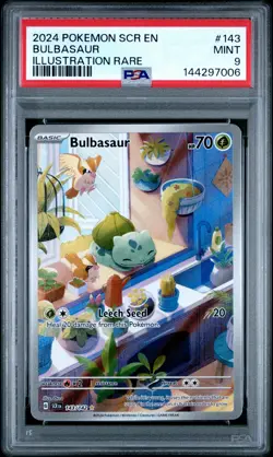 2024 POKEMON SCR EN-STELLAR CROWN ILLUSTRATION RARE #143 BULBASAUR PSA 9 - Image 1