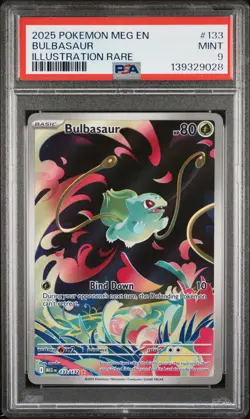2025 POKEMON MEG EN-MEGA EVOLUTION ILLUSTRATION RARE #133 BULBASAUR PSA 9 - Image 1
