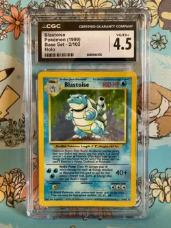 Blastoise Pokemon Base Set Holo 1999 Wizards of The Coast (WOTC) 2/102 CGC 4.5 - Image 1