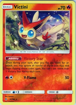 Victini 10/145 Rare - Pokemon TCG XY: Guardians Rising - Reverse Holo (NM) - Image 1
