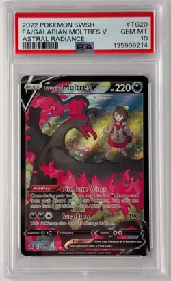 2022 GALARIAN MOLTRES V FULL ART ASTRAL RADIANCE POKEMON PSA 10 GEM MINT #TG20 - Image 1