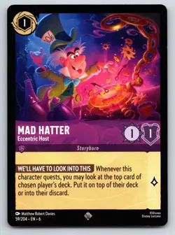 Disney Lorcana Mad Hatter - Eccentric Host Azurite Sea Super Rare #59/204 NM - Image 1