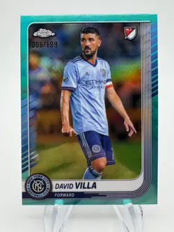 2025 Topps Chrome MLS DAVID VILLA Aqua Refractor /199 #7 New York City FC - Image 1