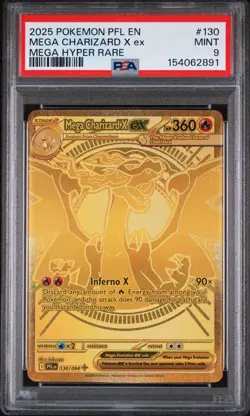 2025 POKEMON PFL EN-PHANTASMAL FLAMES MEGA HYPER RARE MEGA CHARIZARD X EX PSA 9 - Image 1