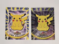 Pikachu #25 Topps Holo Foil + None Holo Pokemon TV Animation Card - Image 1