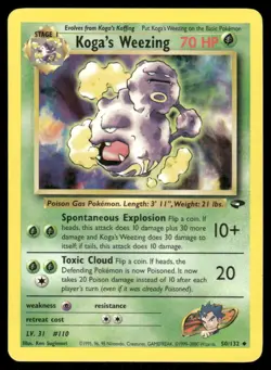 Pokemon Cards Koga's Weezing 50/132 Unlimited Gym Challenge WOTC Uncommon NM - Image 1