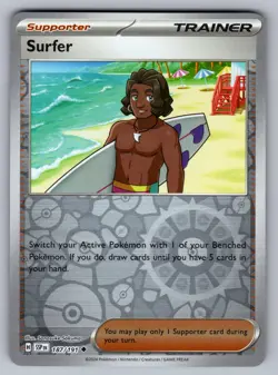 SURFER 187/191 UNCOMMON SURGING SPARKS POKEMON REVERSE HOLO NM - Image 1