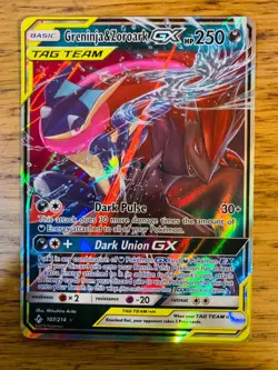 Greninja & Zoroark GX (107/214) Unbroken Bonds Tag Team Holo Rare Pokemon Card! - Image 1