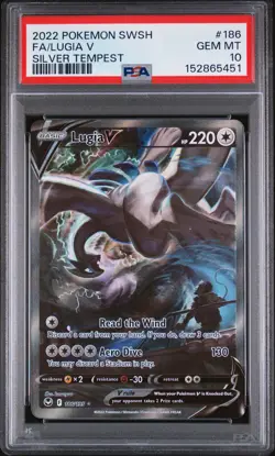 2022 POKEMON SWORD & SHIELD SILVER TEMPEST #186 FULL ART/LUGIA V PSA 10 - Image 1