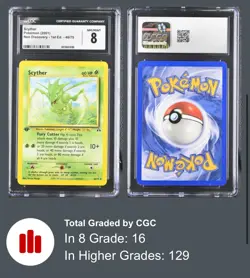 Pokemon Neo Discovery 46/75 Scyther 1st Edition 2001 Uncommon CGC 8 NM/MINT - Image 1