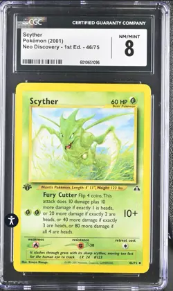 Pokemon Neo Discovery 46/75 Scyther 1st Edition 2001 Uncommon CGC 8 NM/MINT - Image 2