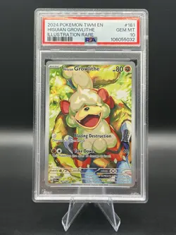 Pokemon 2024 Hisuian Growlithe 181/167 Illustration Rare TWM GEM MINT PSA 10 - Image 1