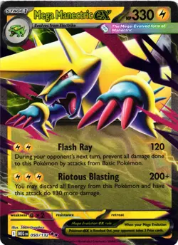 Pokemon TCG Mega Manectric ex 050/132 ME01: Mega Evolution Double Rare Holo NM - Image 1