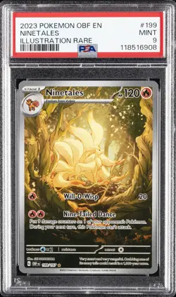 2023 POKEMON OBF EN-OBSIDIAN FLAMES ILLUSTRATION RARE #199 NINETALES PSA 9 - Image 1