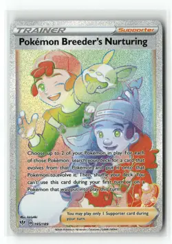 Pokemon Breeder's Nurturing 195/189 Rainbow Rare Darkness Ablaze Pokemon Holo NM - Image 1