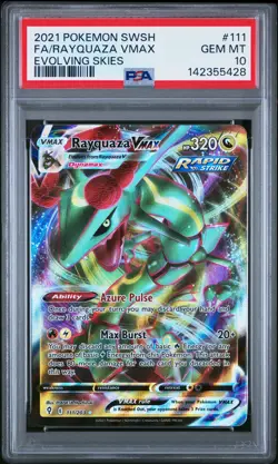 2021 POKEMON SWORD & SHIELD EVOLVING SKIES #111 FULL ART/RAYQUAZA VMAX PSA 10 - Image 1