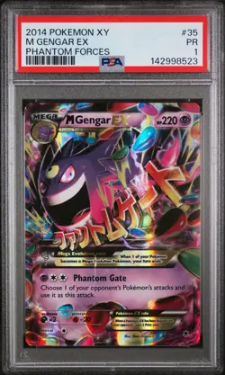 2014 POKEMON XY PHANTOM FORCES #35 M GENGAR EX PSA 1 - Image 1