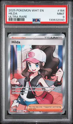2025 POKEMON WHT EN-WHITE FLARE ULTRA RARE #164 HILDA PSA 9 - Image 1