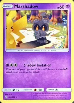 Marshadow 103/236 Rare Cosmic Eclipse Pokemon Lightly Played - Image 1