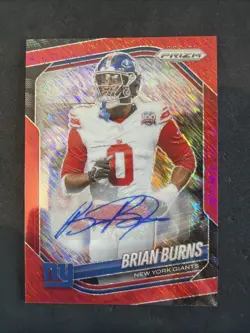 2025 Panini Prizm FOTL Brian Burns Red Shimmer Auto /35 Color Match! Giants 🔥🔥 - Image 1