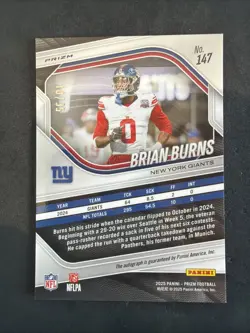2025 Panini Prizm FOTL Brian Burns Red Shimmer Auto /35 Color Match! Giants 🔥🔥 - Image 2