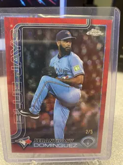 2025 Topps Chrome Update Series - Seranthony Dominguez #USC100 Red Wave /5 - Image 1