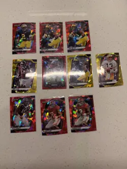 Red & Gold Cracked Ice (10) Card Lot Stars 2025 Prizm Draft Picks - Image 1
