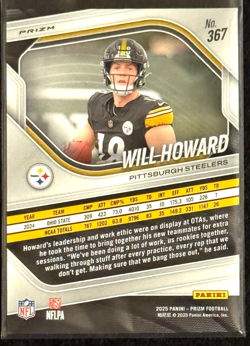 WILL HOWARD 2025 Panini Prizm Football RED WHITE & BLUE PRIZM Rookie Card SP. - Image 2