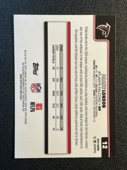 Drake London 2025 Topps Chrome Football #12 Red White Blue Refractor Falcons - Image 2