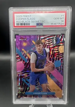 2025 Finest Cooper Flagg Red/black Geometric /25 RC PSA 10 Pop 1 🔥 - Image 1