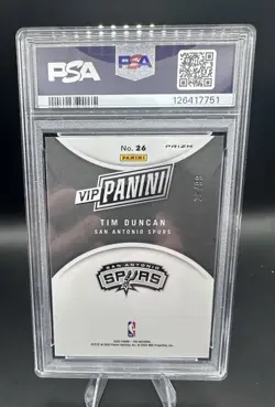 2025 Panini National VIP Gold Tim Duncan Red Sparkle /99 PSA 10 - Image 2