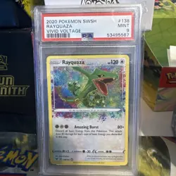 2020 RAYQUAZA Amazing Rare 138/185 Pokemon SWSH Vivid Voltage PSA 9 Mint - Image 1