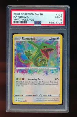 PSA 9 RAYQUAZA 2020 POKEMON SWORD & SHIELD VIVID VOLTAGE #138/185 *MINT* - Image 1