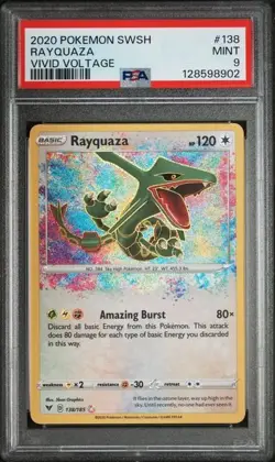 2020 POKEMON SWORD & SHIELD VIVID VOLTAGE #138 RAYQUAZA VIVID VOLTAGE PSA 9 - Image 1