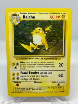 Raichu Unlimited Base Set 14/102 Holo French Pokemon Card - Image 1