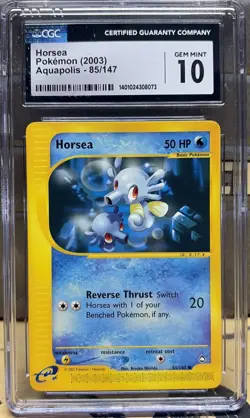 Pokemon Horsea Aquapolis CGC 10 Card Mint 85/147 2003 Vintage - Image 1
