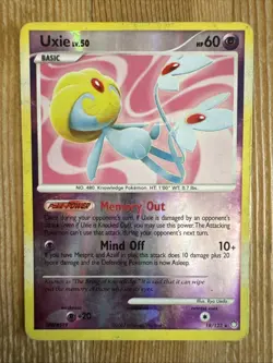Uxie 18/123 2007 Mysterious Treasures Pokemon Card Reverse Holo Rare - DMG - Image 1