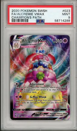 2020 Pokemon SWSH Champion's Path Alcremie VMAX Full Art #023 PSA 9 - Image 1