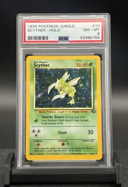 1999 Pokemon WOTC Jungle Scyther Holo Rare #10 PSA 8 - Image 1