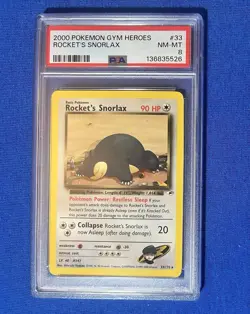 Pokemon 2000 1st Edition Gym Heroes Rocket's Snorlax #33 PSA 8 - Image 1