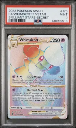 2022 WHIMSICOTT VSTAR FULL ART 175 RAINBOW POKEMON BRILLIANT STARS PSA 9 - Image 1