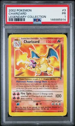 2002 POKEMON LEGENDARY COLLECTION #3 CHARIZARD PSA 1 - Image 1