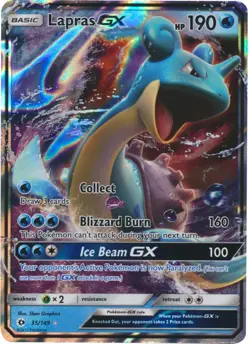 Lapras GX - 35/149 - Ultra Rare DMG, English Pokemon Sun & Moon Base Set - Image 1