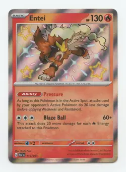 Entei 112/091 Sv: Paldean Fates Holo Pokemon TCG Shiny Rare Near Mint NM - Image 1