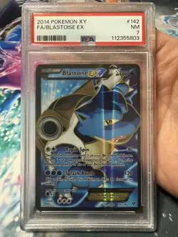 2014 POKEMON XY #142 FULL ART/BLASTOISE EX PSA 7 - Image 1