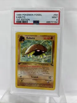 1999 POKEMON TCG Kabuto #50 1ST Edition PSA 9 FOSSIL VINTAGE SLAB - Image 1